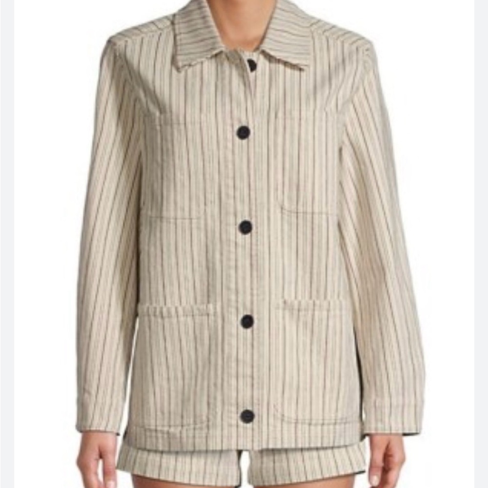 Rebecca Taylor Cream Pinstripe Utility Jacket